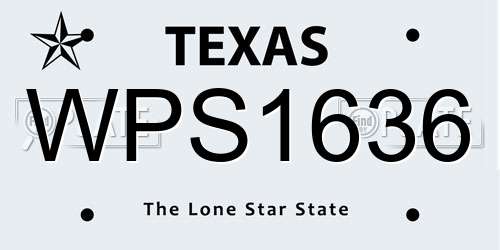 WPS1636 Texas License Plate