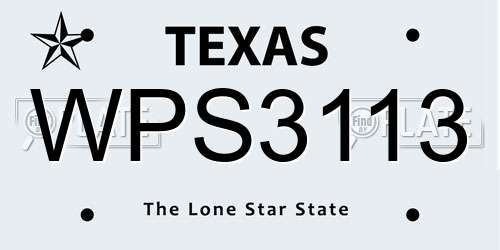 WPS3113 Texas License Plate