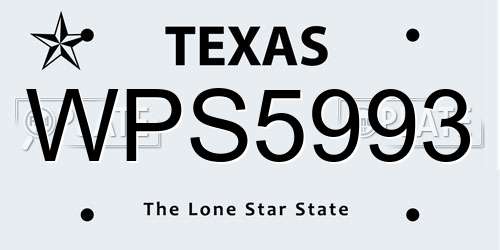 WPS5993 Texas License Plate