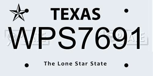 WPS7691 Texas License Plate