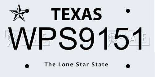 WPS9151 Texas License Plate