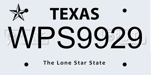 WPS9929 Texas License Plate