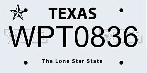 WPT0836 Texas License Plate