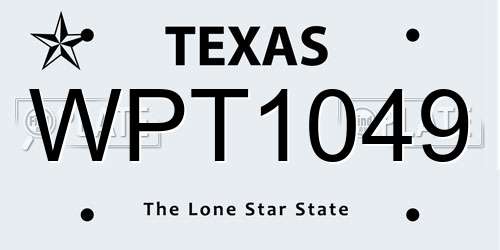 WPT1049 Texas License Plate