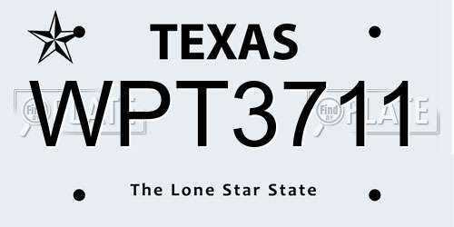 WPT3711 Texas License Plate