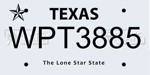 WPT3885 Texas License Plate