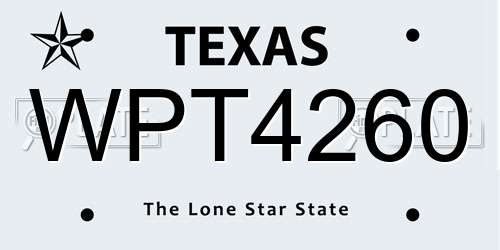 WPT4260 Texas License Plate