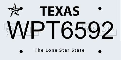 WPT6592 Texas License Plate