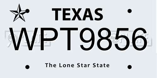 WPT9856 Texas License Plate