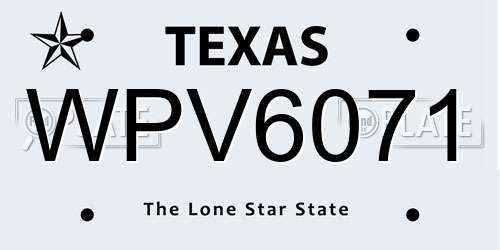 WPV6071 Texas License Plate