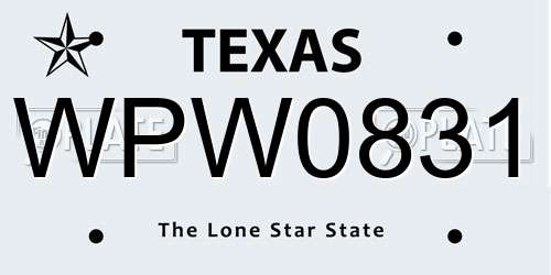 WPW0831 Texas License Plate