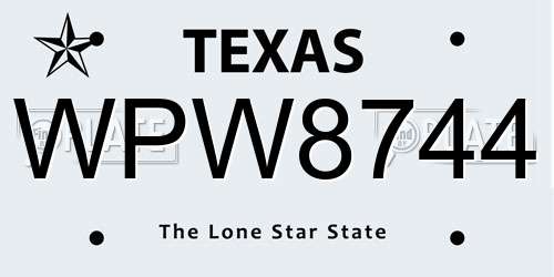 WPW8744 Texas License Plate