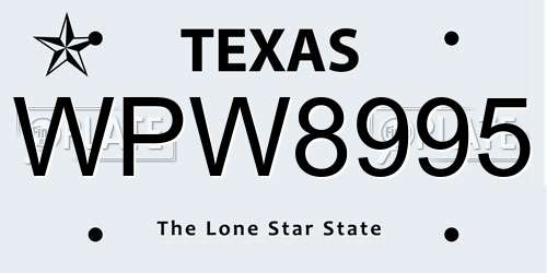 WPW8995 Texas License Plate