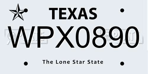 WPX0890 Texas License Plate