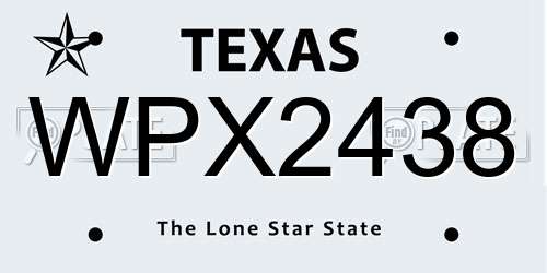WPX2438 Texas License Plate