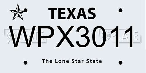 WPX3011 Texas License Plate