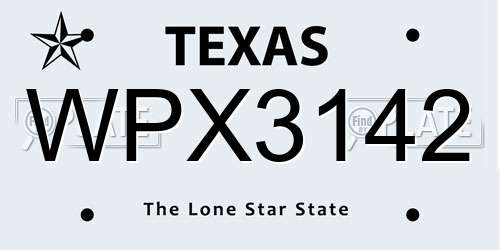 WPX3142 Texas License Plate