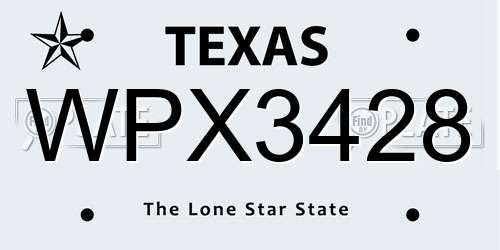 WPX3428 Texas License Plate