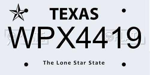 WPX4419 Texas License Plate