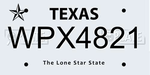 WPX4821 Texas License Plate