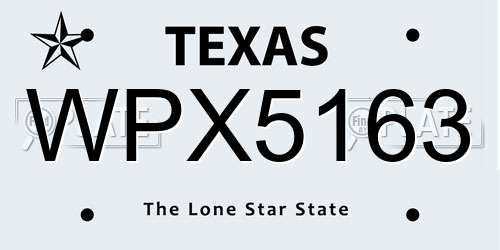 WPX5163 Texas License Plate