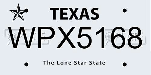 WPX5168 Texas License Plate