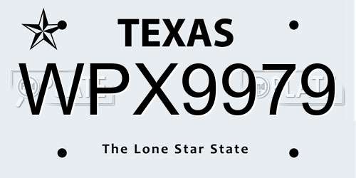 WPX9979 Texas License Plate
