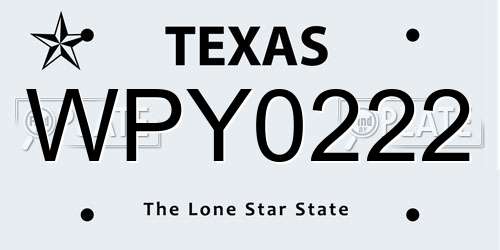 WPY0222 Texas License Plate