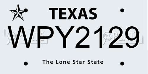 WPY2129 Texas License Plate
