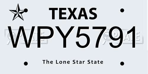 WPY5791 Texas License Plate