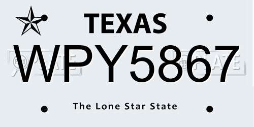 WPY5867 Texas License Plate