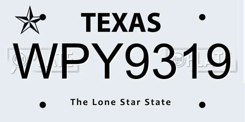 WPY9319 Texas License Plate
