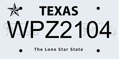 WPZ2104 Texas License Plate