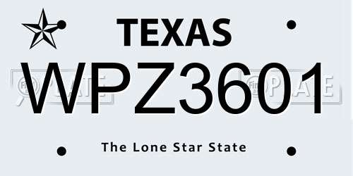 WPZ3601 Texas License Plate