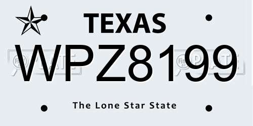 WPZ8199 Texas License Plate