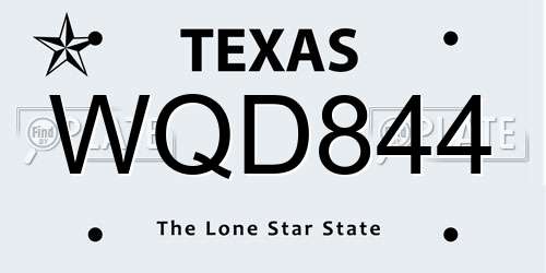 WQD844 Texas License Plate