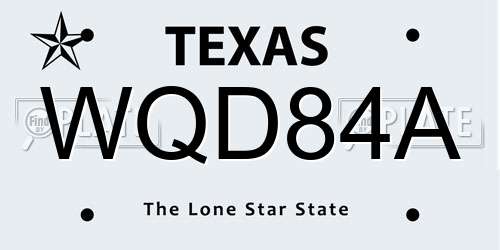 WQD84A Texas License Plate
