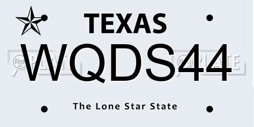 WQDS44 Texas License Plate