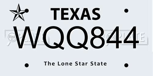 WQQ844 Texas License Plate