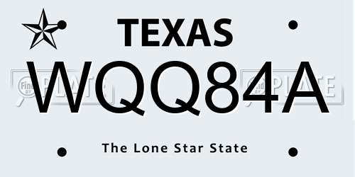 WQQ84A Texas License Plate