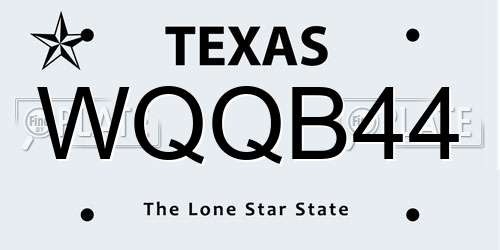 WQQB44 Texas License Plate