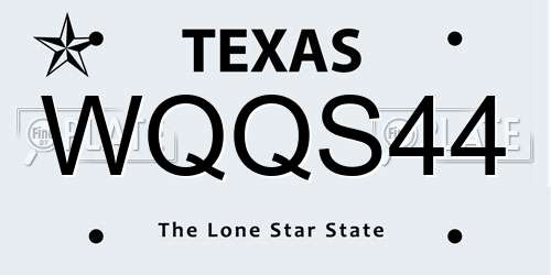 WQQS44 Texas License Plate