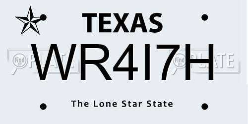 WR4I7H Texas License Plate