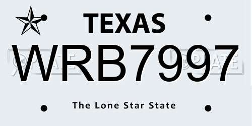 WRB7997 Texas License Plate