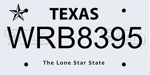 WRB8395 Texas License Plate