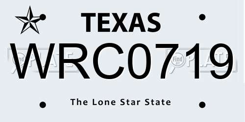WRC0719 Texas License Plate