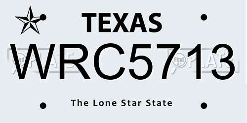 WRC5713 Texas License Plate