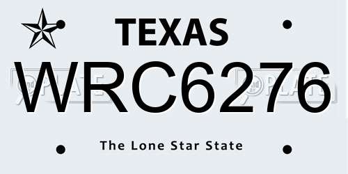 WRC6276 Texas License Plate