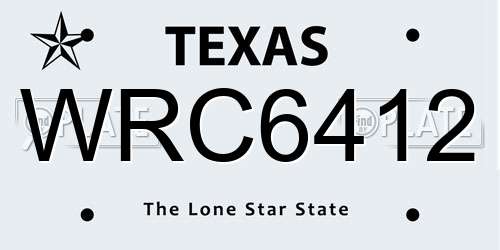 WRC6412 Texas License Plate