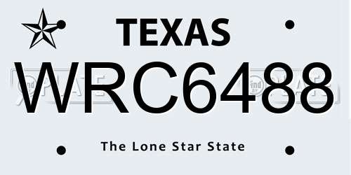 WRC6488 Texas License Plate